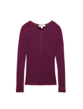 Wool Touch Semi Sheer Layering  Henley Top
