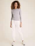 Cotton Ribbed Fitted Long Sleeve Top