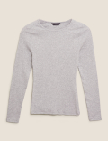 Cotton Ribbed Fitted Long Sleeve Top