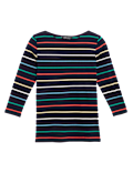 Cotton Striped Slash Neck Fitted Top