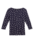 Cotton Polka Dot Slash Neck Fitted Top