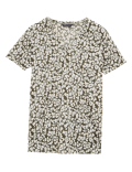 Printed V-Neck Relaxed Longline T-Shirt