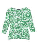 Cotton Rich Printed Slash Neck Fitted Top