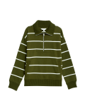 Cotton Rich Striped Half Zip Sweatshirt
