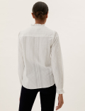 Pure Cotton Lace Insert Pintuck Blouse