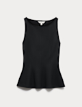 Slash Neck Sleeveless Peplum Top