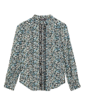Printed Frill Neck Long Sleeve Blouse