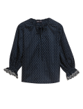 Pure Cotton Tie Neck Frill Detail Blouse