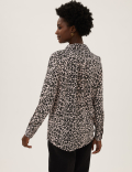 Animal Print Collared Longline Shirt