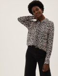 Animal Print Collared Longline Shirt