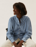 Pure Tencel™ Denim Frill-Detail Blouse