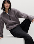 Borg Funnel Neck Half Zip Sweatshirt