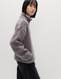 Borg Funnel Neck Half Zip Sweatshirt
