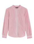 Pure Cotton Striped Pintuck Blouse