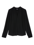 Collarless Regular Fit Long Sleeve Blouse