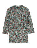 Floral Button Detail 3/4 Sleeve Blouse