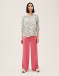 Floral Button Detail 3/4 Sleeve Blouse