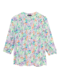 Floral Button Detail 3/4 Sleeve Blouse