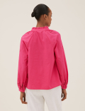 Pure Cotton Broderie Regular Fit Blouse