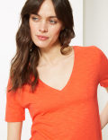 Cotton Rich Straight Fit Slub T-Shirt