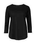 Relaxed Fit 3/4 Sleeve T-Shirt with Linen