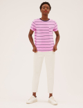 Pure Cotton Striped Crew Neck T-Shirt