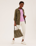Pure Cotton Striped Crew Neck T-Shirt