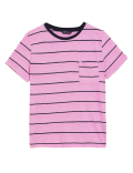 Pure Cotton Striped Crew Neck T-Shirt