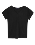 Linen Rich V-Neck Short Sleeve T-Shirt
