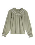 Pure Cotton Smocked Detail Long Sleeve Top