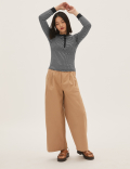 Cotton Rich Striped Crew Neck Top