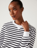 Cotton Rich Striped Crew Neck Sweatshirt