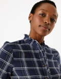 Cotton Rich Checked Longline Shirt