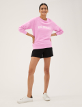 Pure Cotton Slogan Crew Neck Sweatshirt