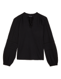 Pure Cotton Embroidered Tie Neck Top