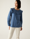 Pure Cotton Pintuck Long Sleeve Top