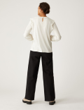 Pure Cotton Pintuck Long Sleeve Top