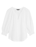 Pure Cotton V-Neck 3/4 Sleeve Blouse