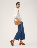Pure Cotton V-Neck 3/4 Sleeve Blouse