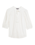 Pure Cotton V-Neck 3/4 Sleeve Blouse