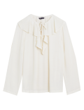 Tie Neck Ruffle Long Sleeve Blouse