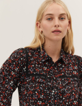 Cotton Blend Printed Long Sleeve Shirt