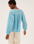 Pure Cotton Printed Long Sleeve Blouse