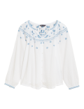 Pure Cotton Embroidered Long Sleeve Blouse