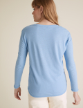 Linen Crew Neck Straight fit  Long Sleeve Top