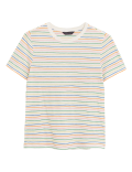 Pure Cotton Striped Crew Neck T-Shirt