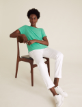 Linen Crew Neck Straight Fit T-Shirt