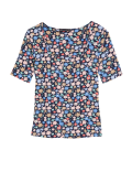Floral Square Neck Fitted T-Shirt