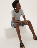 Pure Cotton Striped Longline T-Shirt