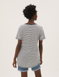 Pure Cotton Striped Longline T-Shirt